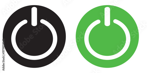 black and green power icon , Power icon vector illustration. Power Switch sign and symbol. Electric power, white background, EPS10 