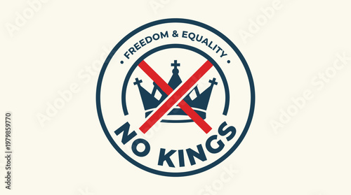 No Kings Political Badge with Crown Crossed Out