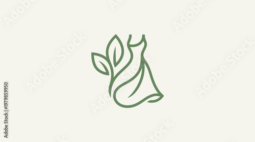 Elegant Eco-Friendly Dress Logo with Leaves