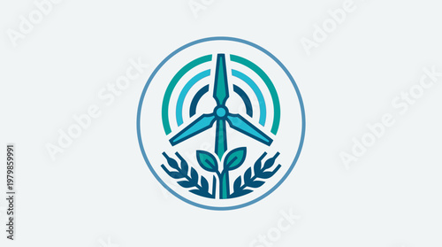 Wind Turbine Emblem with Eco-Friendly Design