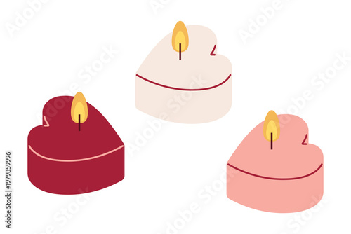 Cute Heart Shaped Candles in Pink and Red tones for Valentine Designs