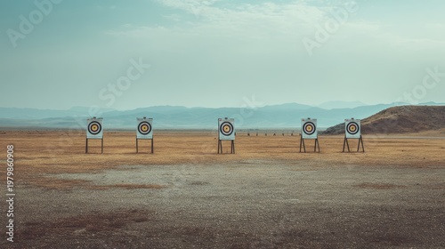 Archery Range with Multiple Targets in an Open Landscape Scene