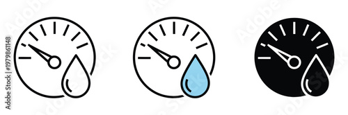 Hygrometer, vector icon symbol template, humidity and climate measurement, weather monitoring device, temperature and moisture control, flat vector graphics for web, apps, UI design, and environmental