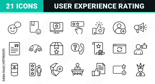 Minimalist customer review and feedback outline icon set