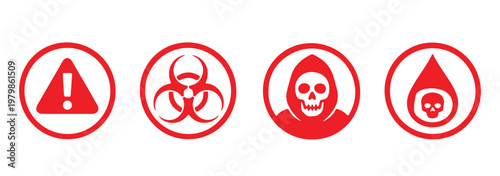 hazard warning signs icon set, vector triangle safety symbols including biohazard flammable high voltage corrosive and danger isolated on transparent background