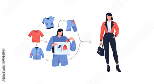 Fashionable woman choosing clothing outfit.