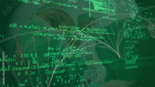 Animation of data processing and digital brain over businessman in office