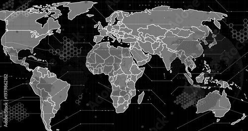 Animation of network of connections over world map