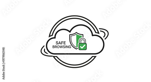 Cloud safe browsing security icon.