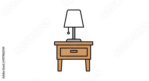 Simple line drawing of a bedside table.