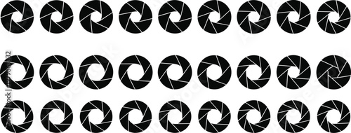 Camera Lens Aperture Diaphragm Icon Pattern Set Repeating Background Graphic Design Element Photography Symbol Vector Illustration Shutter Opening Closure Mechanism Digital Artistic Black and 