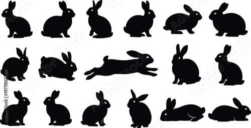 Collection of skateboarder silhouettes, extreme sports action poses, dynamic skate trick illustrations, urban street skating vector designs for motion graphics, 