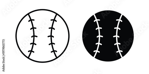 Baseball icon. Flat and outline icons. Black icons
