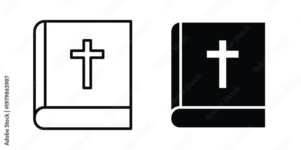 Fototapeta premium Bible icon. Flat and outline icons. Black icons