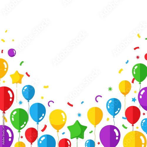 Colorful Balloons and Confetti Border - Festive Celebration Background