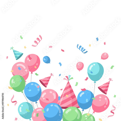 Colorful Party Balloons and Confetti Celebration Background