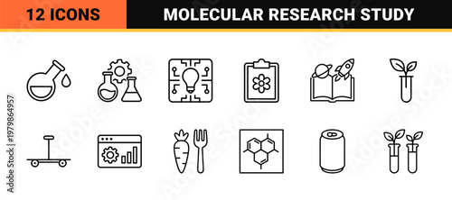 Science and laboratory minimalist outline icon set