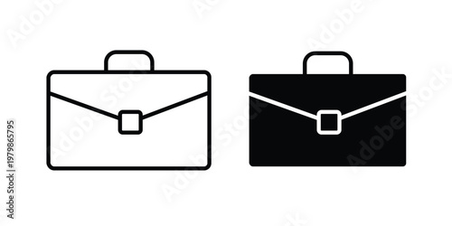 Briefcase icon. Flat and outline icons. Black icons