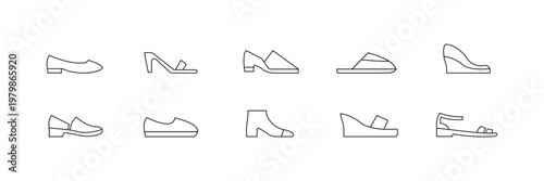 Canvas-taulu Shoe and Footwear Icons – Casual Shoes, Sandals, Boots and Fashion Vector Set