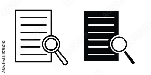 Case studies icon. Flat and outline icons. Black icons