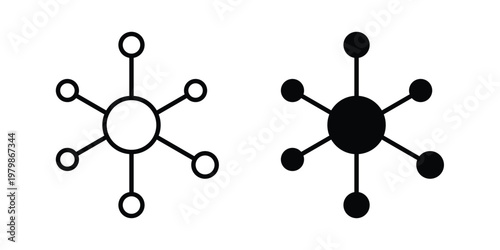 Canvastavla Centralized icon. Flat and outline icons. Black icons