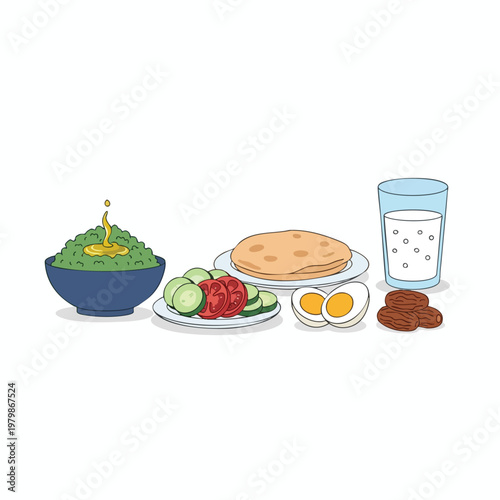 Healthy Breakfast with Fresh Vegetables Eggs and Water
