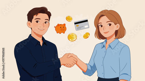 Business handshake with money symbols