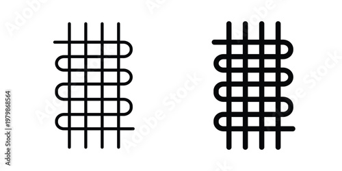 Condenser coil icon. Flat and outline icons. Black icons