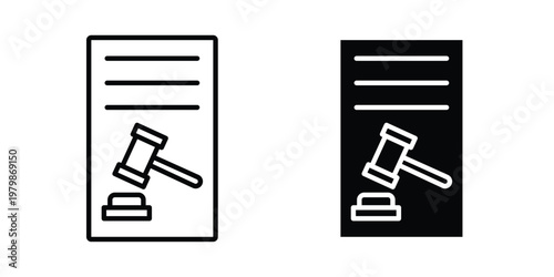 Court decision icon. Flat and outline icons. Black icons