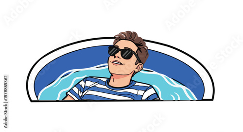 Young man relaxing in a swimming pool