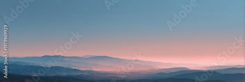Serene Mountain Landscape at Dusk with Soft Pink and Blue Hues