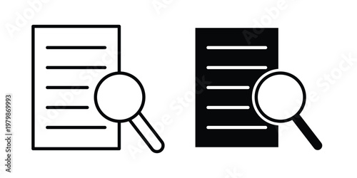 Defining icon. Flat and outline icons. Black icons
