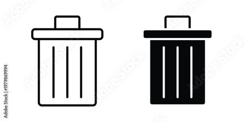 Delete icon. Flat and outline icons. Black icons