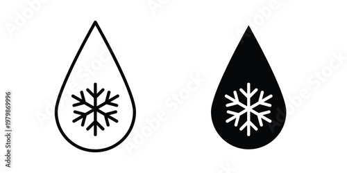 Defrost icon. Flat and outline icons. Black icons