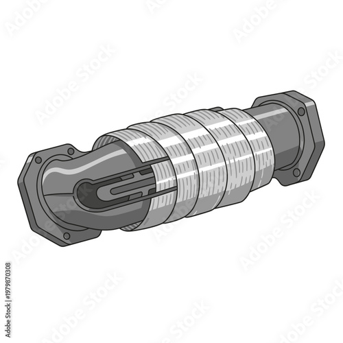 Automotive Catalytic Converter Exhaust System Component Illustration