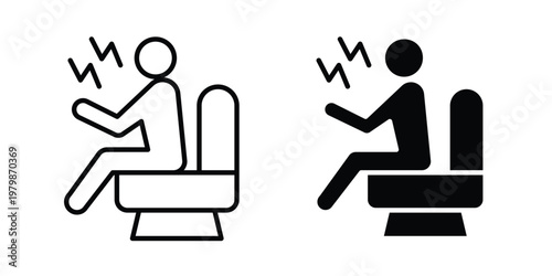 Diarrhea icon. Flat and outline icons. Black icons