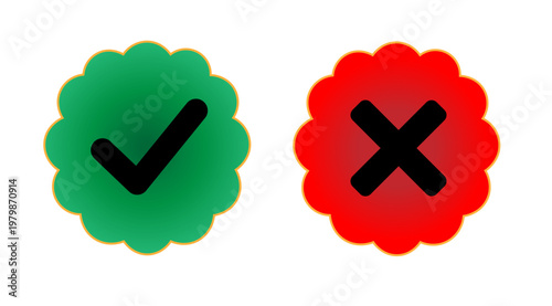 checkmark and cross symbol set for approval and rejection