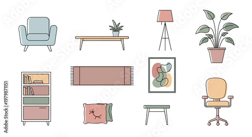 Modern Home Furniture Set With Accent Pieces.