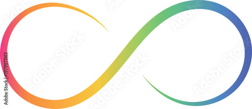 Colorful rainbow gradient infinity symbol representing neurodiversity and autism awareness isolated on transparent background	
