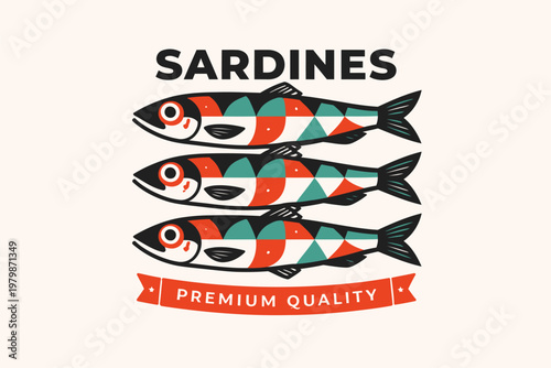 Sardines Premium Quality: An artistic depiction of sardines, conveying premium quality and freshness.