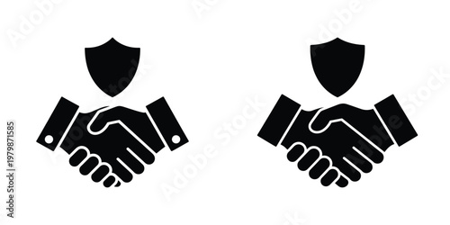 Handshake with Shield Icon – Secure Business Agreement, Symbol of Trust, Protection, Partnership, Safety, and Contract Security Concept