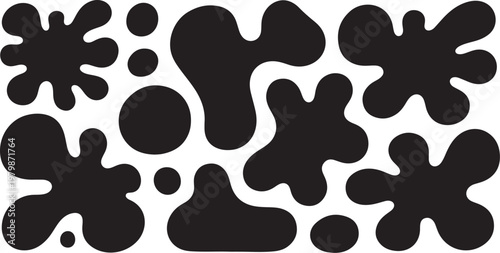 Black abstract shapes on a white background illustration design
