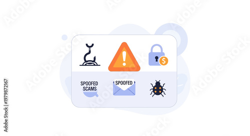 Set of cybersecurity icons representing phishing attacks and digital threats. EPS Editable. Vector Illustrations.