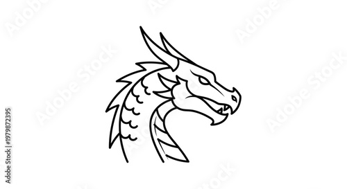Dragon head mythical creature drawing.