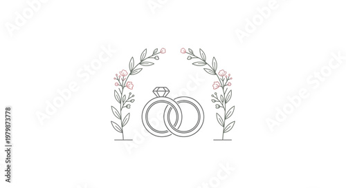 Wedding Rings with Crown and Leaves.