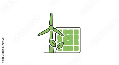 Wind Turbine Renewable Energy Icon Green.