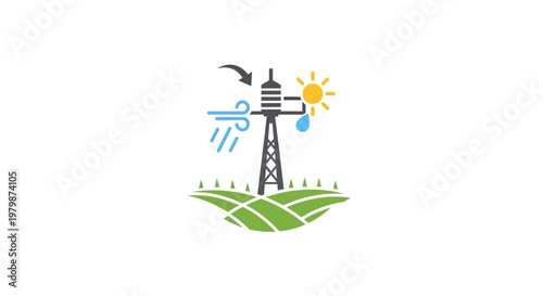 Wind turbine renewable energy icon symbol.