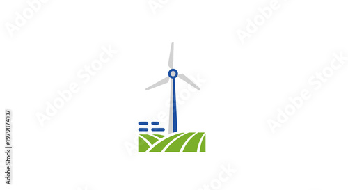 Wind turbine renewable energy icon.