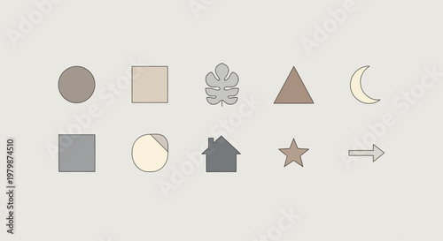 Geometric shapes icons symbols set.