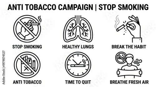 Anti-Tobacco Campaign and Stop Smoking Awareness Illustrations